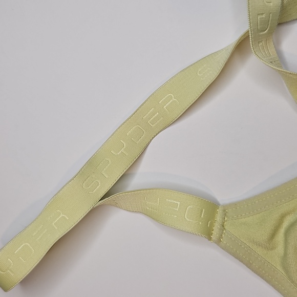 Spyder Green Stripe Lime Sports Bra LARGE w Padding Adjustable Racerback Straps - Picture 3 of 6